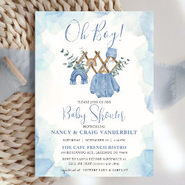 Invitación Boho Eucalyptus Boy Clothing Vintage Baby Shower