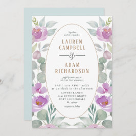 Invitación Boho Eucalyptus Watercolor Boda Rosa Verde