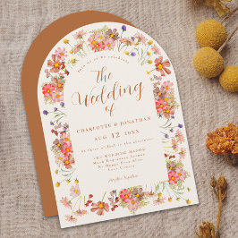 Invitación Boho Fall Boda Naranja del Arco de Flor Silvestre