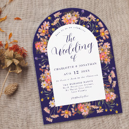Invitación Boho Fall Boda Naranja del Arco de Flor Silvestre