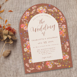 Invitación Boho Fall Boda Naranja del Arco de Flor Silvestre