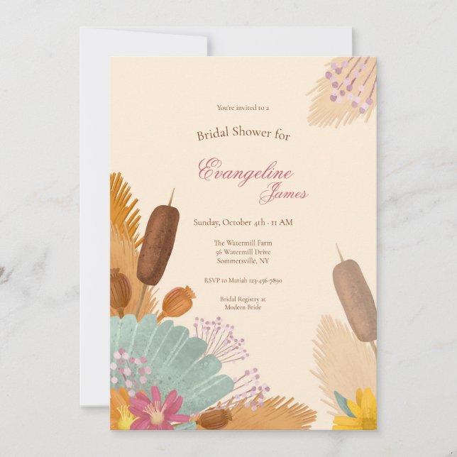 Invitación Boho Fall Bridal Shower (Anverso)