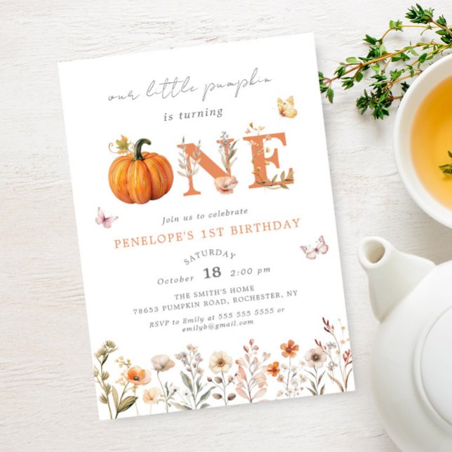Invitación Boho Fall Flor silvestre Primer cumpleaños (Subido por el creador)