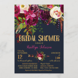 Invitación Boho Fall Floral Arrow Bouquet Bridal Shower