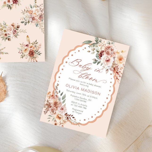 Invitación Boho Fall Floral Baby in Bloom Baby Shower (Subido por el creador)