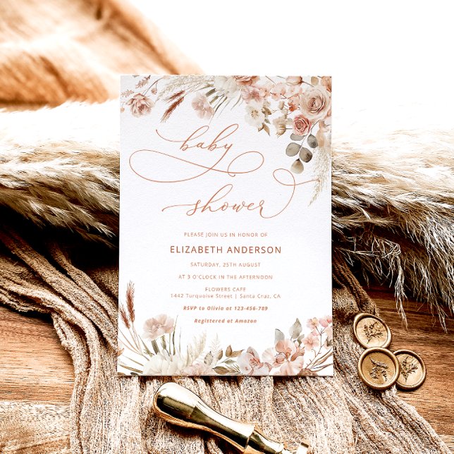 Invitación Boho Fall Floral Baby Shower (Subido por el creador)