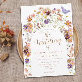 Invitación Boho Fall Floral Butterfly Boda