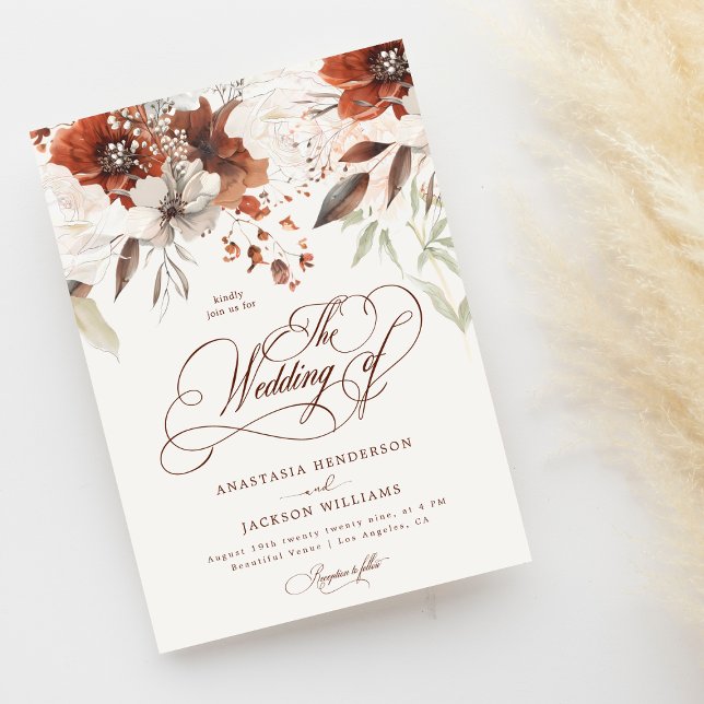 Invitación Boho Fall Floral Elegent Script El Boda De (Subido por el creador)