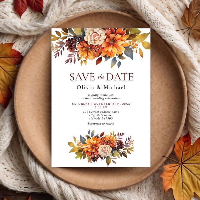 Invitación Boho Fall Floral Rustic Flowers Boda (Subido por el creador)