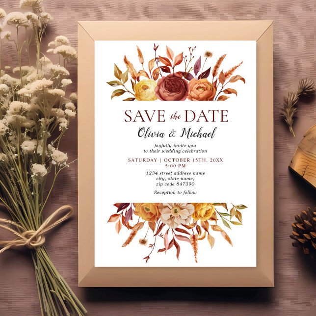 Invitación Boho Fall Floral Rustic Flowers Boda (Subido por el creador)