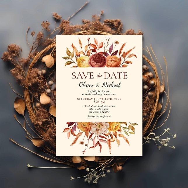 Invitación Boho Fall Floral Rustic Flowers Boda (Subido por el creador)