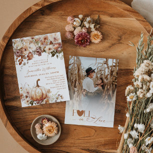 Invitación Boho Fall Floral Rustic Photo Bridal Shower