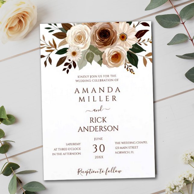 Invitación Boho Fall Flowers Earthy Terracotta Rust Boda (Subido por el creador)