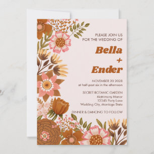 Invitación Boho Fall Flowers Terracotta Boda