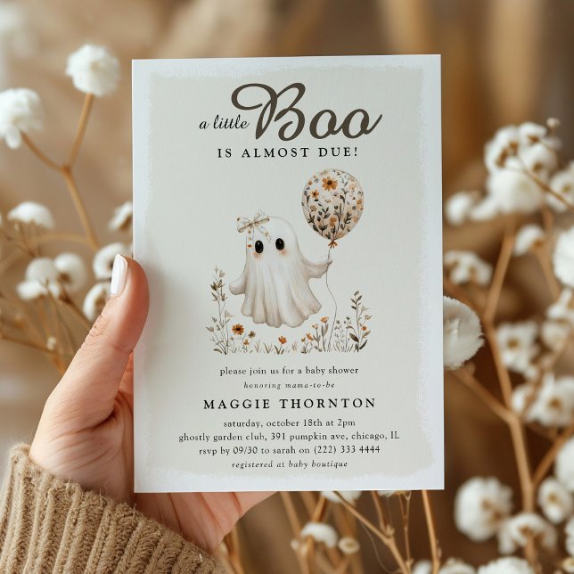 Invitación Boho Fall Ghost Floral Halloween Baby Shower (Subido por el creador)