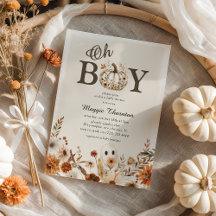 Boho Fall Ghost Floral Halloween Boy Baby Shower