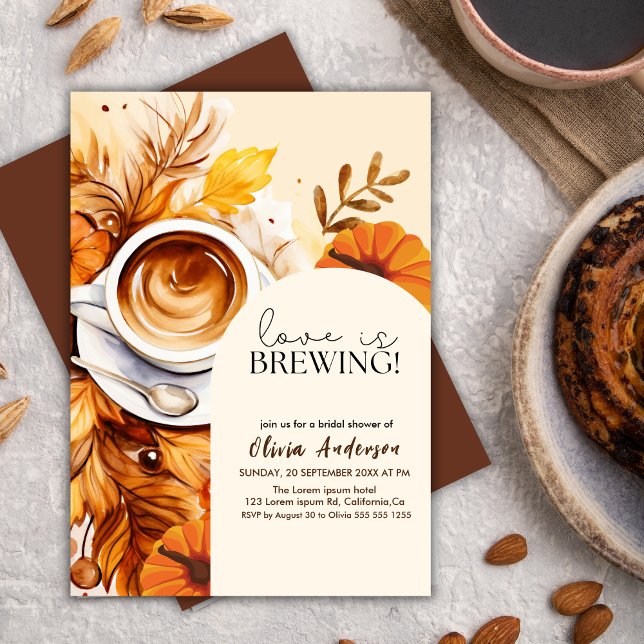Invitación Boho Fall Love está preparando café Ducha de novia (Subido por el creador)