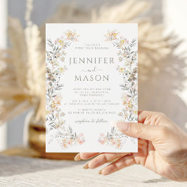 Invitación Boho Fall Meadow Floral Wreath Wedding