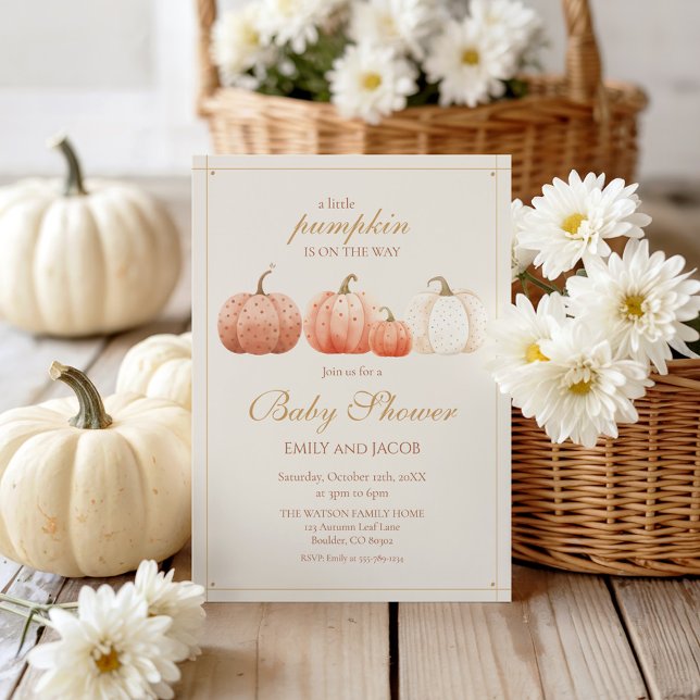 Invitación Boho Fall Polka Dot Pumpkins Baby Shower (Subido por el creador)