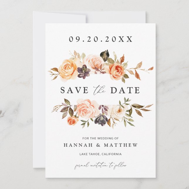 Invitación Boho Fall Save the Date, foto Save the Date (Anverso)