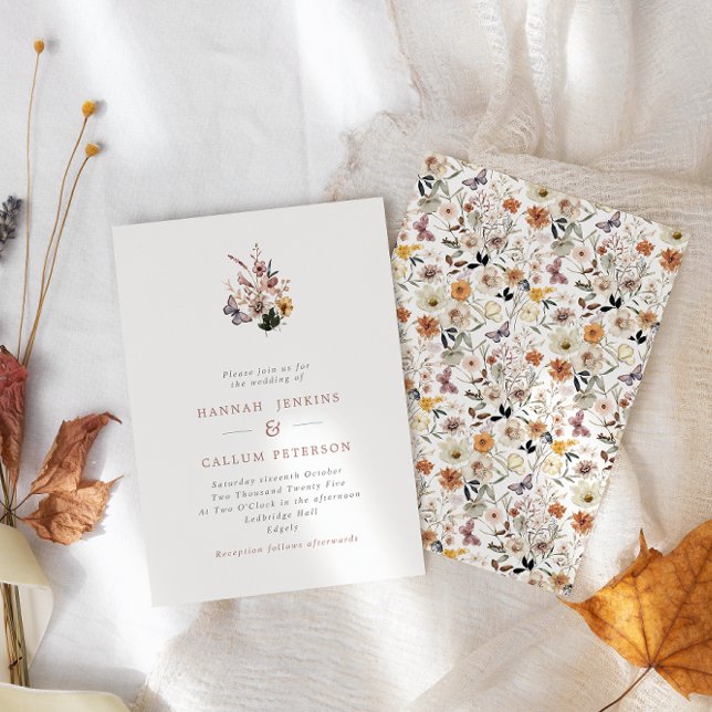 Invitación Boho Fall Wild Flowers Boda (Subido por el creador)