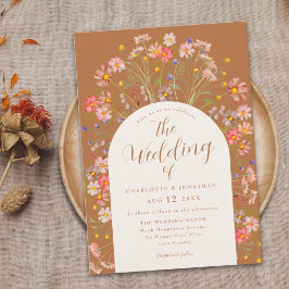 Invitación Boho Fall Wildflower Arch Terracotta Boda
