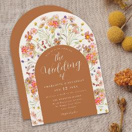 Invitación Boho Fall Wildflower Arch Terracotta Boda