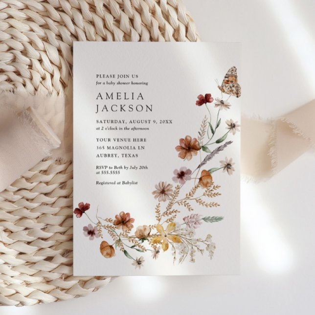 Invitación Boho Fall Wildflower Baby Shower (Subido por el creador)