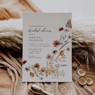 Invitación Boho Fall Wildflower Bridal Shower