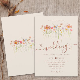 Invitación Boho Fall Wildflower Floral Beige Terracotta