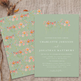 Invitación Boho Fall Wildflower Sage Green Boda