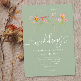 Invitación Boho Fall Wilflower Sage Green