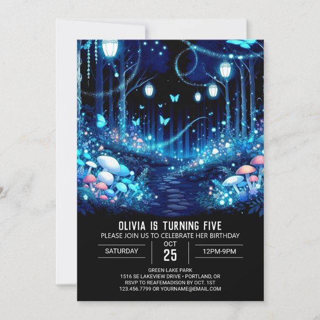 Invitación Boho Fantasy Woodland Cumpleaños Digital (Anverso)