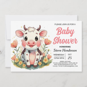 Invitación Boho Farm Online Cow Baby Shower