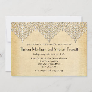 Invitación BOHO Faux Burlap n Lace gitano estilo moderno