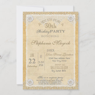 Invitación BOHO Faux Burlap n Lace gitano estilo moderno