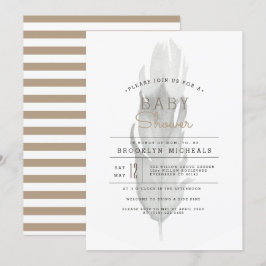 Invitación Boho Feather | Baby Shower acuarela