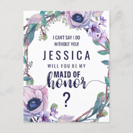 Invitación Boho Feather y Floral serás mi empleada del honor