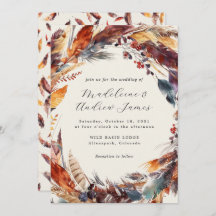 Boho Feathers Fall Wreath Calligraphy Boda