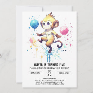Invitación Boho Feliz Cumpleaños de los Monos