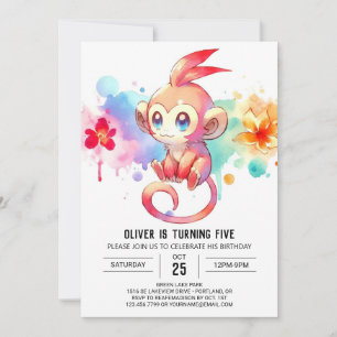 Invitación Boho Feliz Cumpleaños de los Monos