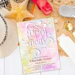 Invitación Boho fiesta de la piscina de la diversión de la pa<br><div class="desc">Haga un chapuzón y sumerja en el verano con nuestra invitación de verano Sweet 16 Sweet. El guión de los fiestas de la piscina le da un toque divertido y moderno a su celebración. Con un fondo acuático color arcoiris rosado pastel con confeti purpurina de oro falso y hojas de...</div>