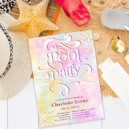 Invitación Boho fiesta de la piscina de la diversión de la pa