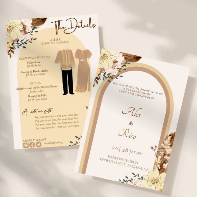 Invitación Boho filipino invitado a la boda filipina (Filipiniana Wedding Invitation, Philippines Boho Wedding, Boho FIlipino Wedding Invite)