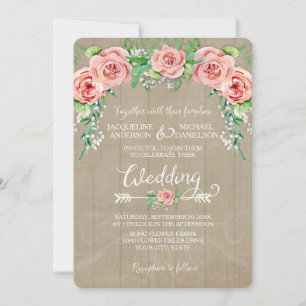 Invitación BOHO Flor Crown Baby's Breath Barn Wood Boards