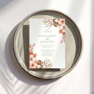 Invitación Boho Flor Rústica Boda simple y elegante