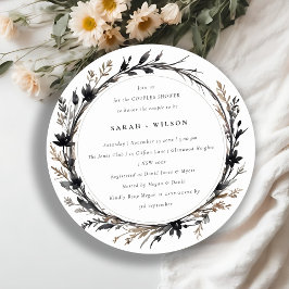 Invitación Boho Flor silvestre Black Fall Wreath Parejas Duch