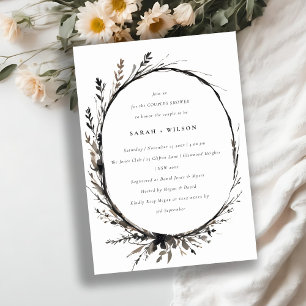 Invitación Boho Flor silvestre Black Fall Wreath Parejas Duch