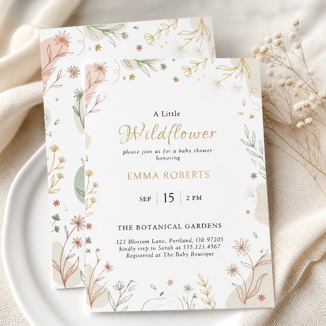 Invitación Boho Flor Silvestre Terroso Botánico (Boho Wildflower Earthy Botanical Invitation)