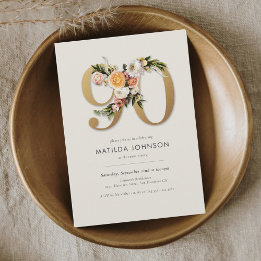 Invitación Boho Floral 90 cumpleaños